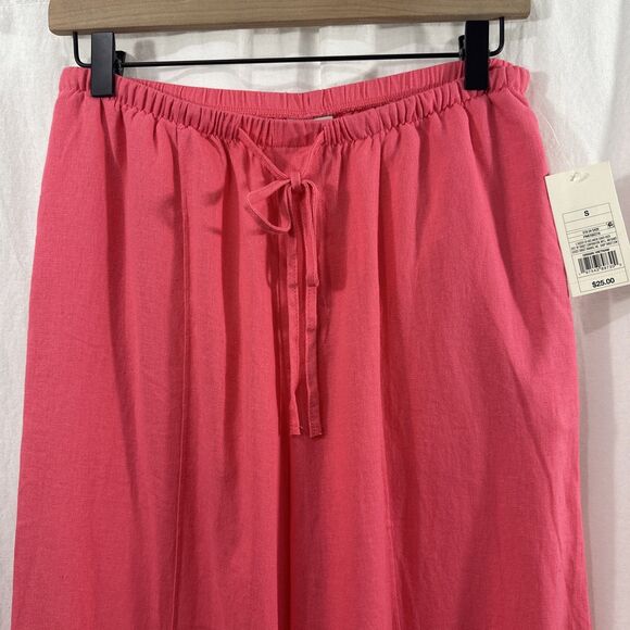 A New Day Coral Linen Wide Leg Pull On Drawstring Pants Womens Size S Beach - Picture 4 of 14